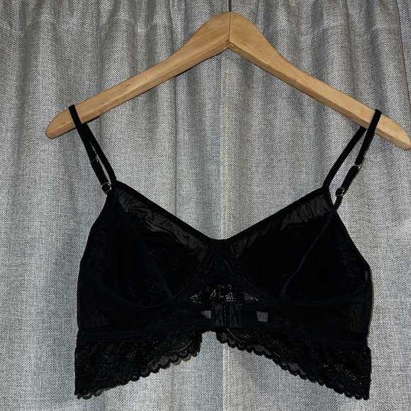 Gilligan & O’Malley Black Sheer Longline Bralette with Gorgeous Lace Size Small - Picture 2 of 10